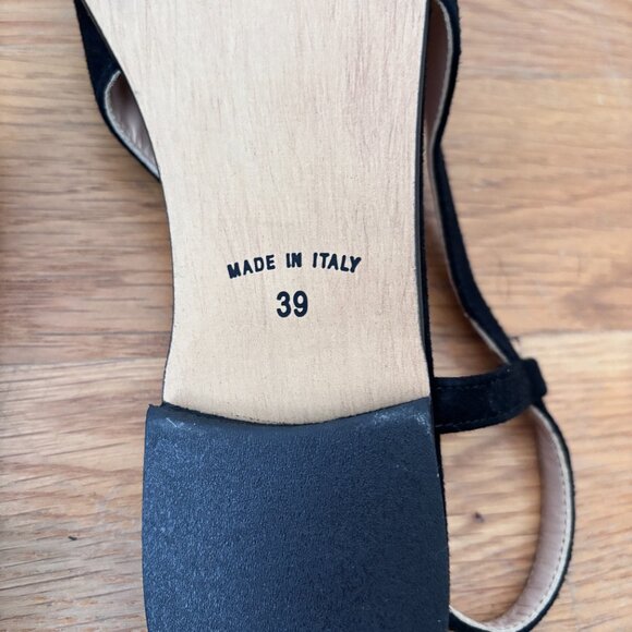 Ballerete Black Suede Square Toe Slingback Ballet Flats - Picture 12 of 12